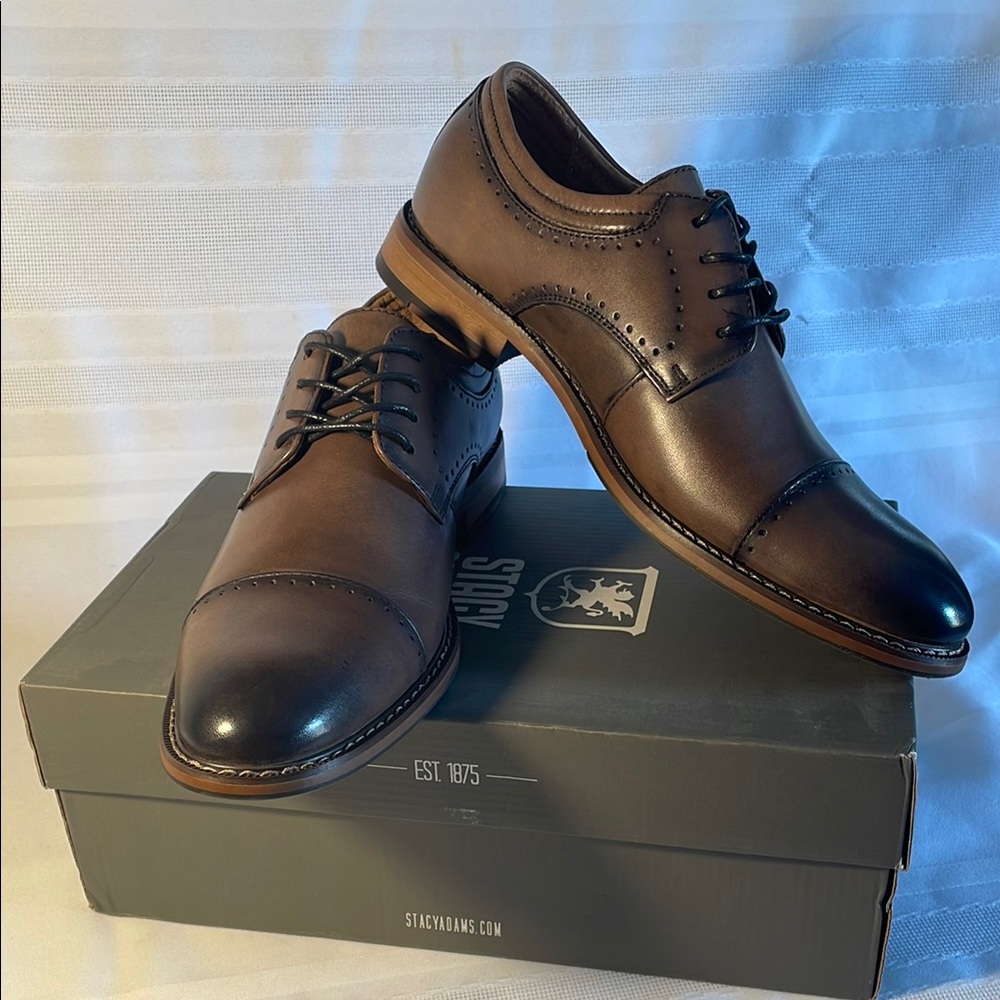 Stacy Adams Fleming Brown Leather Oxford Shoes Cap Toe